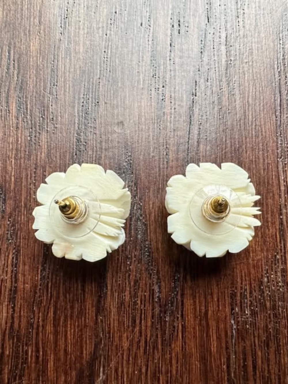 Cream Rose Stud Earrings | Fashion Jewelry - Picture 6 of 6